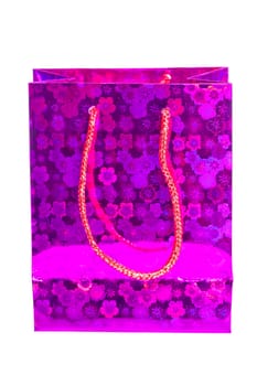 one gift bag pink on white background