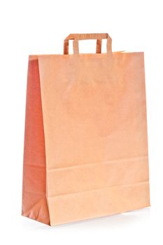 shopping bag of brown paper on white background