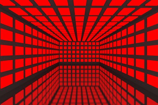 Empty room with abstract color red lighting and black wall