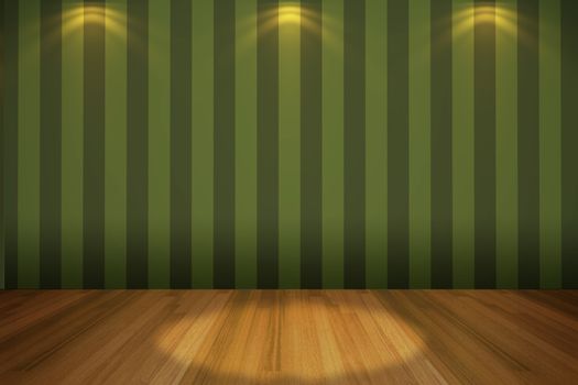 Interior rendering with empty room color wall and decorated with wooden floors. 