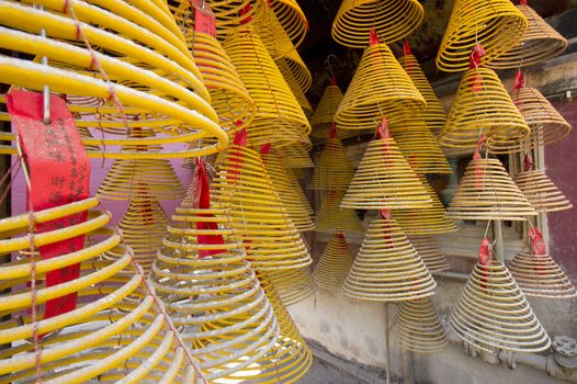 Spiral Chinese prayer joss-sticks in A-ma temple, Macau.