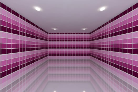 Empty room with color pink tone tile wall