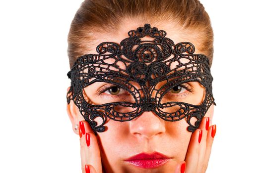 portrait of a girl in sexy lace mask