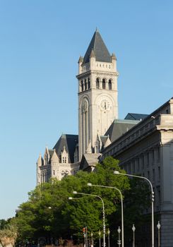 Tower of the Old Post Office building on Pennsylvania Avenue in Washington DC. The building has been bought by Donald Trump to redevelop into high end hotel