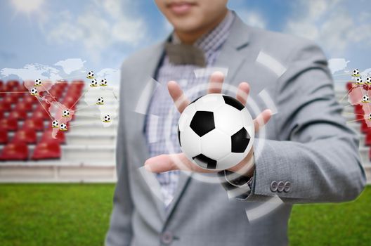 Football game concept, Businessman invest in soccer team