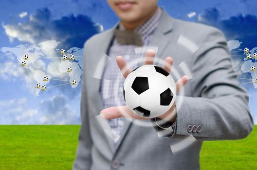 Football network concept, Businessman invest in soccer team