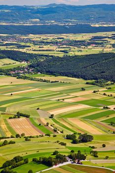 Aerial view of agricultural fields