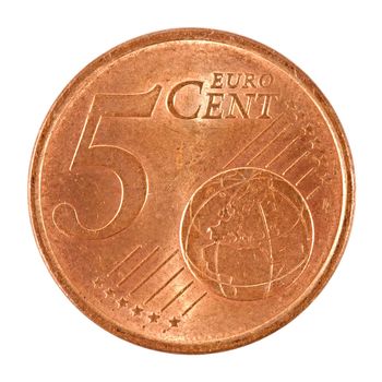 Five Euro cents coin isolated on white background