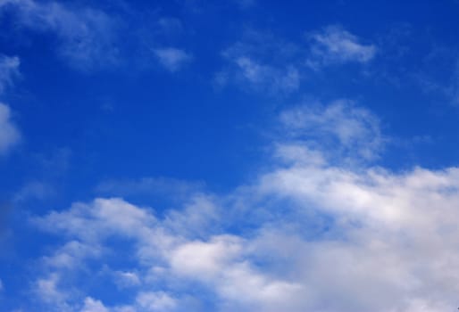 Blue sky and white clouds and the sun