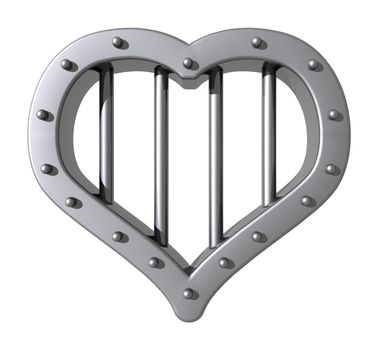 heart prison window on white background - 3d illustration