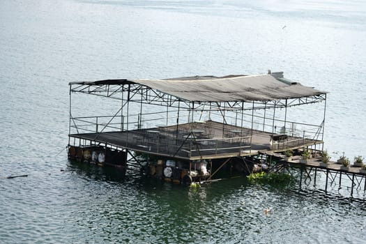 floating dock for ferry boat at toba lake medan, north sumatera-indonesia