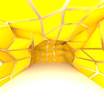 Abstract yellow diagonal wall in empty room