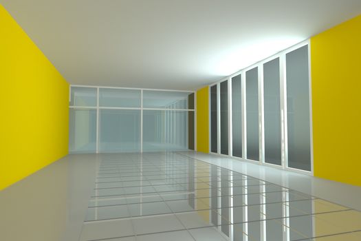 Empty room for interior seminar room color yellow wall