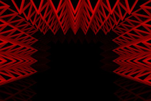 Abstract red triangle truss wall with empty room