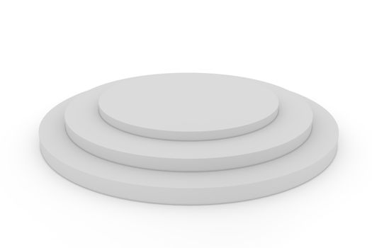 3d isolated Empty circle podium on white background.