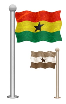 Ghana flag waving on the wind. Flags of countries in Africa. Mulberry paper on white background.