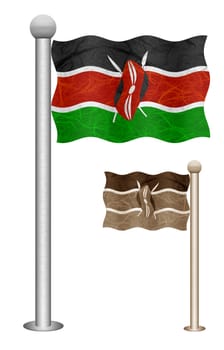 Kenya flag waving on the wind. Flags of countries in Africa. Mulberry paper on white background.