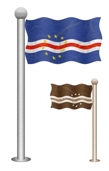 Cape Verde flag waving on the wind. Flags of countries in Africa. Mulberry paper on white background.