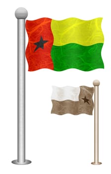 Guinea flag waving on the wind. Flags of countries in Africa. Mulberry paper on white background.