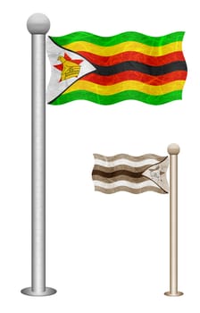 Zimbabwe flag waving on the wind. Flags of countries in Africa. Mulberry paper on white background.