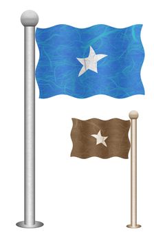 Somalia flag waving on the wind. Flags of countries in Africa. Mulberry paper on white background.