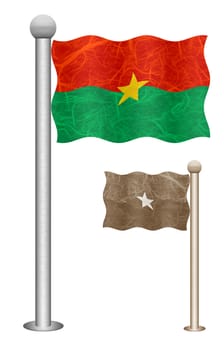 Burkina Faso flag waving on the wind. Flags of countries in Africa. Mulberry paper on white background.