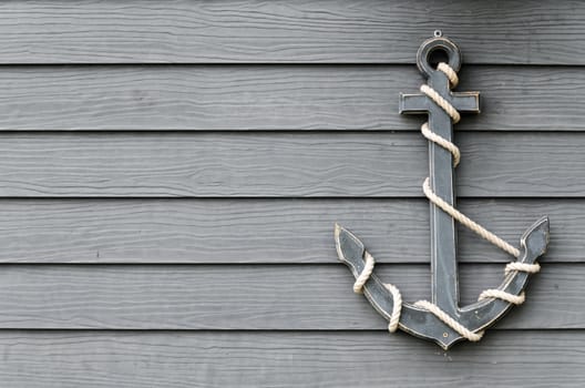 Anchor on the wooden wall