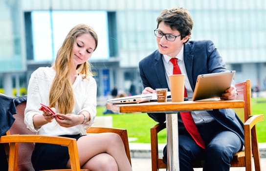 Junior executives dynamics working outside of their office