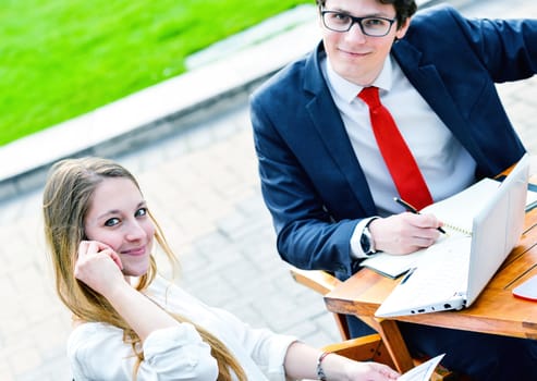 Junior executives dynamics working outside of their office