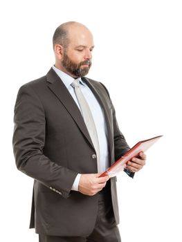 An image of a handsome business man with a red folder
