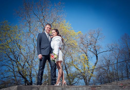 wedding portraits outdoors in the Park in summer