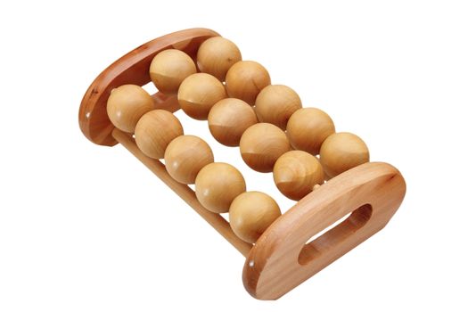 wooden massager for feet isolated over white background