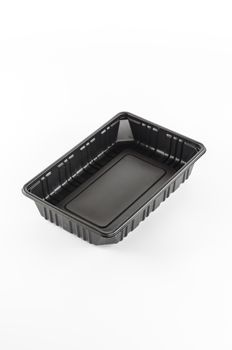 black plastic tray on a white background