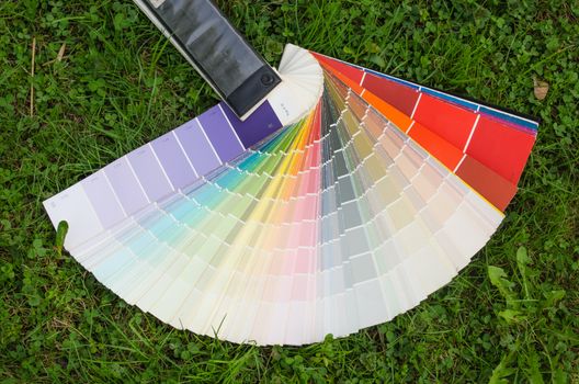 rainbow color palette guide on the meadow outdoor