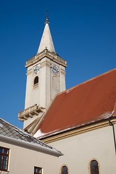 Small church tower of a town