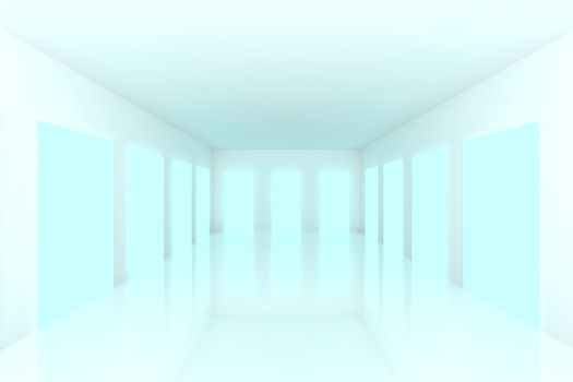 White Empty room with abstract color blue door