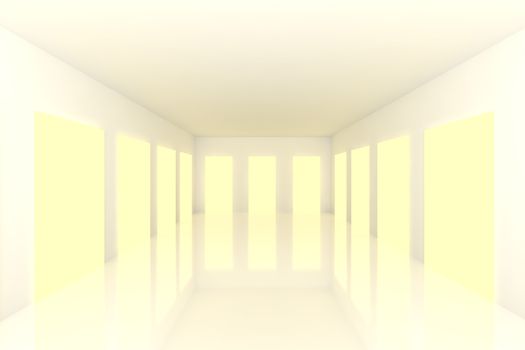 White Empty room with abstract color yellow door