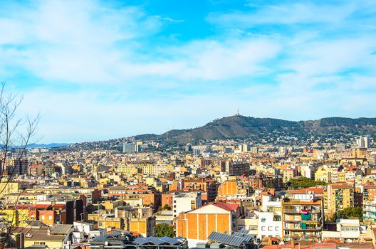 Wide angle of modern building in Barcelona, Spain.