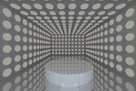 Podium in Empty room with abstract color gray lighting sphere wall and gray wall 