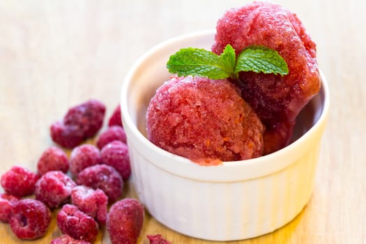 Home made raspberry ice-cream 