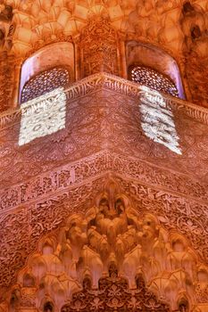 Windows Moorish Wall Designs Sala de Albencerrajes Alhambra Moorish Wall Patterns Designs Granada Andalusia Spain  