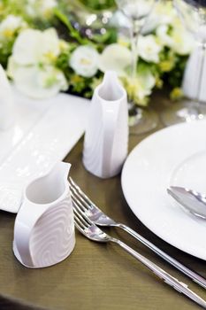 
Ceramic tableware on the table