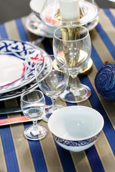 
Ceramic tableware on the table