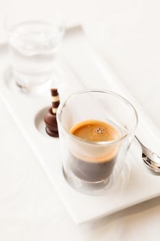 espresso with chocolate sweet