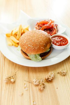 burger on plate