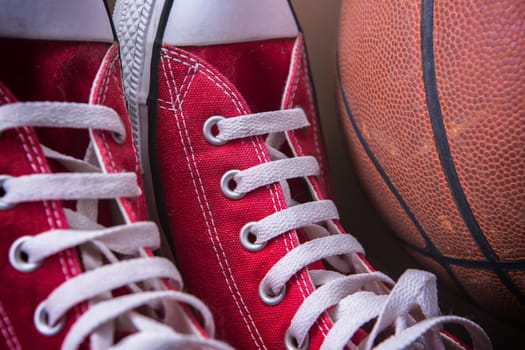 Sport sneakers and basket ball
