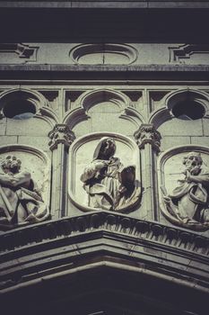 Toledo, imperial city. sculptures on the facade of the Cathedral