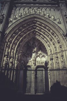 arch and door of the cathedral of Toledo, imperial city. Spain