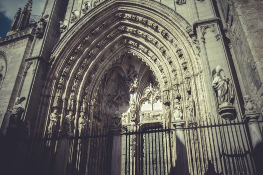 arch and door of the cathedral of Toledo, imperial city. Spain