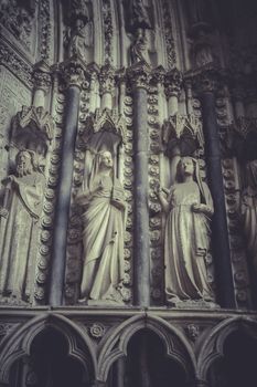 side entrance of the Cathedral of Toledo, arc with religious reliefs